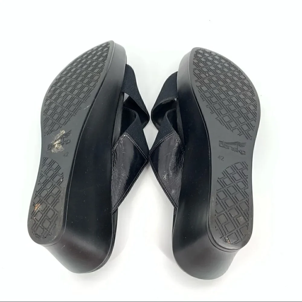 Dansko sandals size 42 11.5 - 12 black cross cross wedge platforms orthopedic